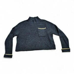 American Eagle Blue Cropped Mock Neck Sweater - Size L